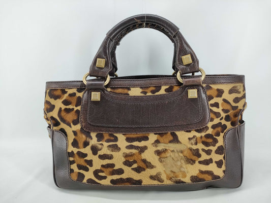 CELINE CELINE Boogie Handbag, Harako x Leather Leopard Print Handbag