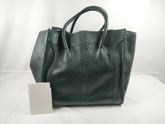 CELINE CELINE Luggage Phantom Python Snakeskin Green Tote Bag