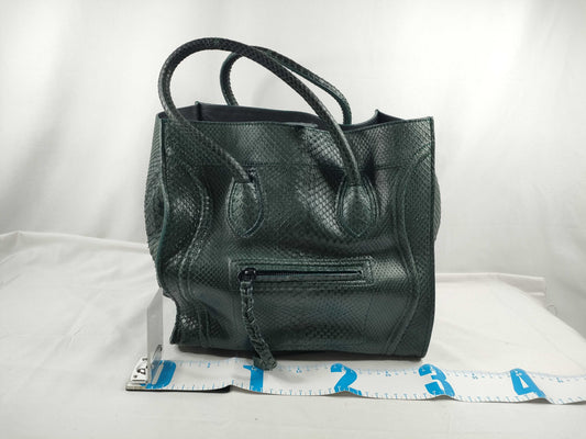 CELINE CELINE Luggage Phantom Python Snakeskin Green Tote Bag