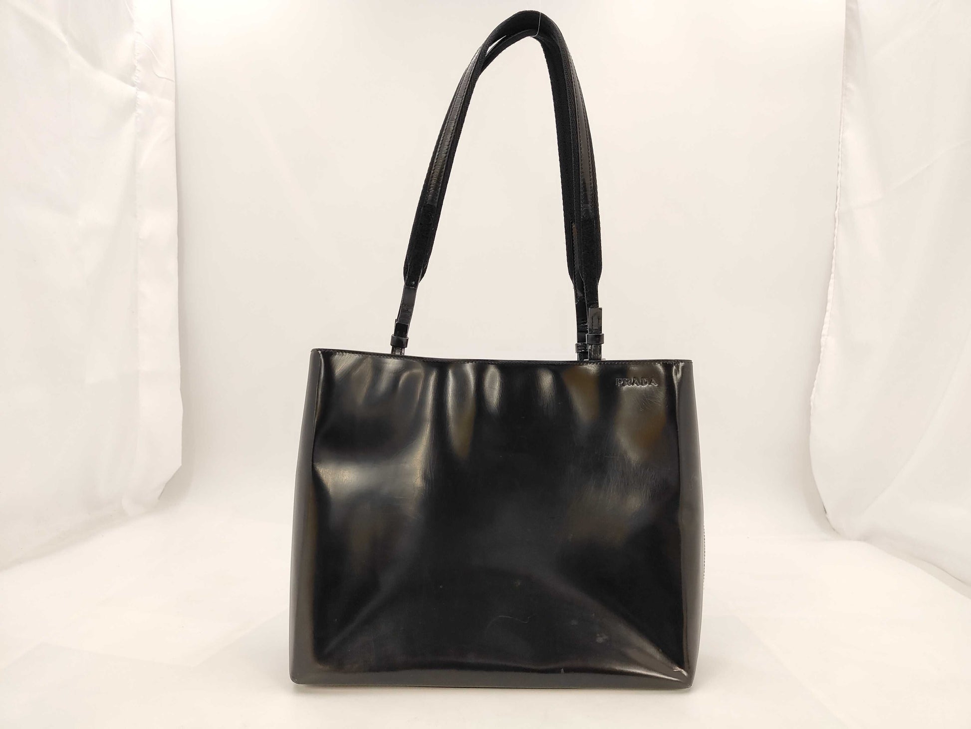 PRADA PRADA Patten Leather Tote Bag in Black 