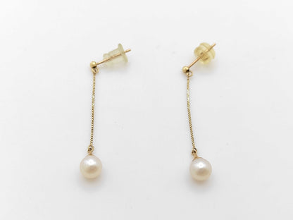 Pearl earrings, diameter approximately 5.1mm, K10, 0.8g 