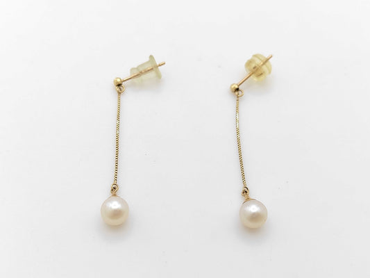Pearl earrings, diameter approximately 5.1mm, K10, 0.8g 