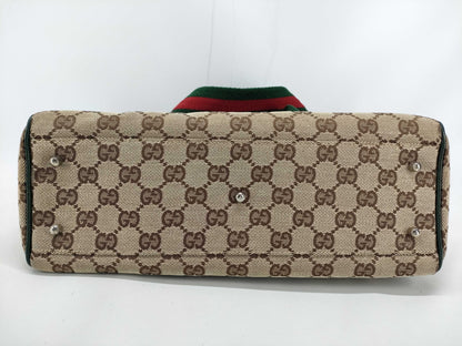 GUCCI GG Canvas Sherry Line Tote Bag Handbag Handbag