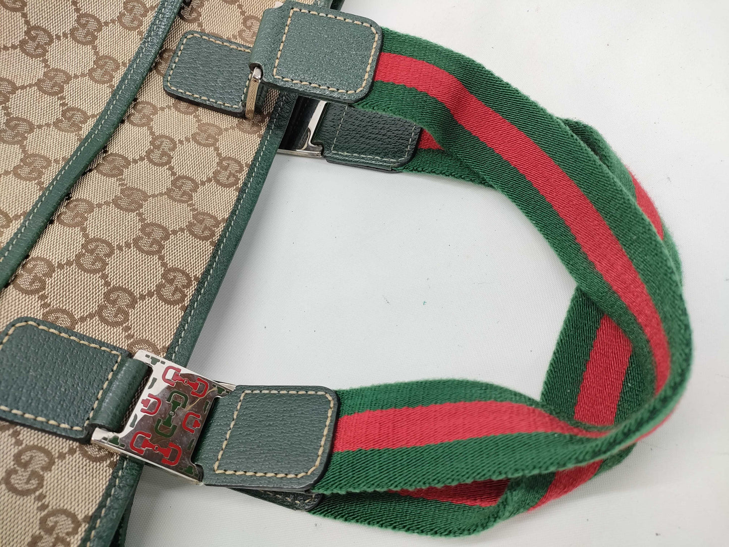 GUCCI GG Canvas Sherry Line Tote Bag Handbag Handbag