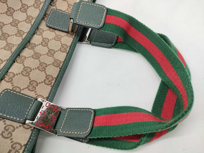 GUCCI GG Canvas Sherry Line Tote Bag Handbag Handbag