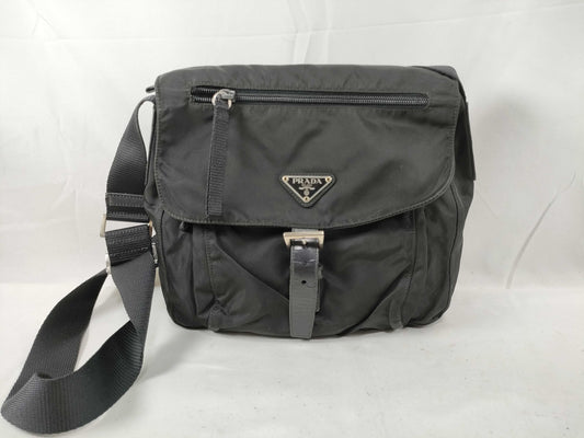 PRADA PRADA Prada Shoulder Bag with Triangle Logo, Black