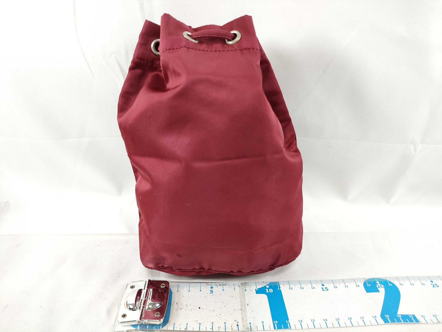 PRADA PRADA Prada Drawstring Pouch with Triangular Logo Plate, Red