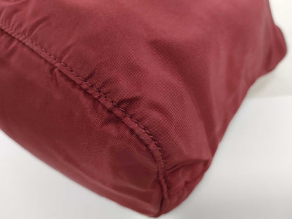 PRADA PRADA Prada Drawstring Pouch with Triangular Logo Plate, Red