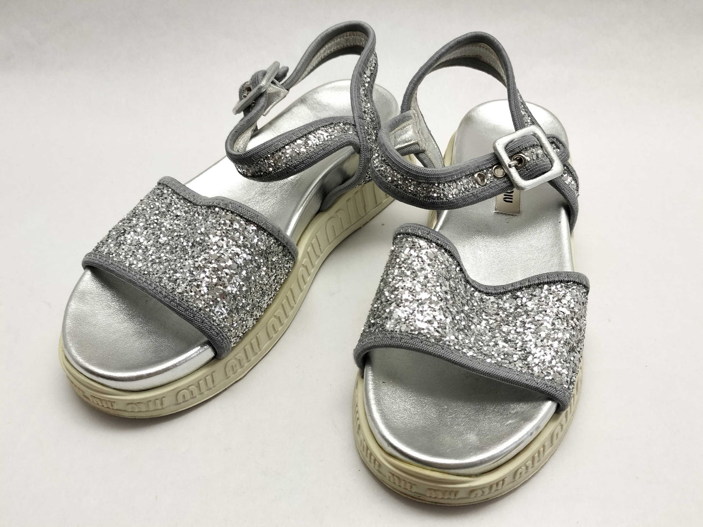 Miu Miu MIU MIU Sport Sandals Glitter Logo Sole Size 36 Platform Logo Sandals