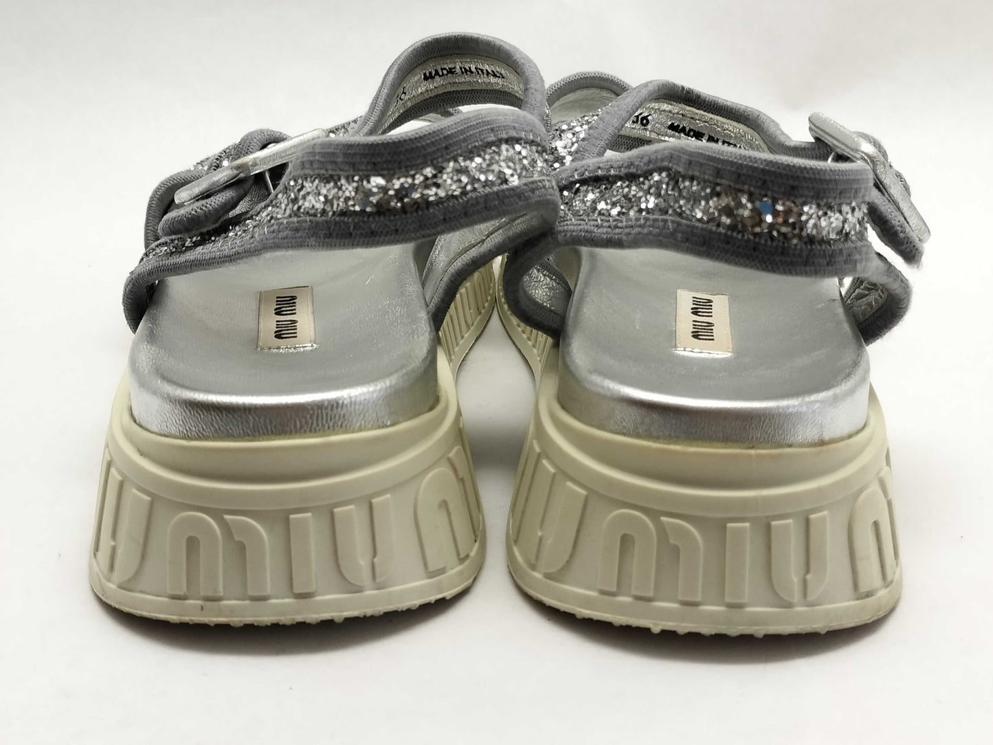 Miu Miu MIU MIU Sport Sandals Glitter Logo Sole Size 36 Platform Logo Sandals