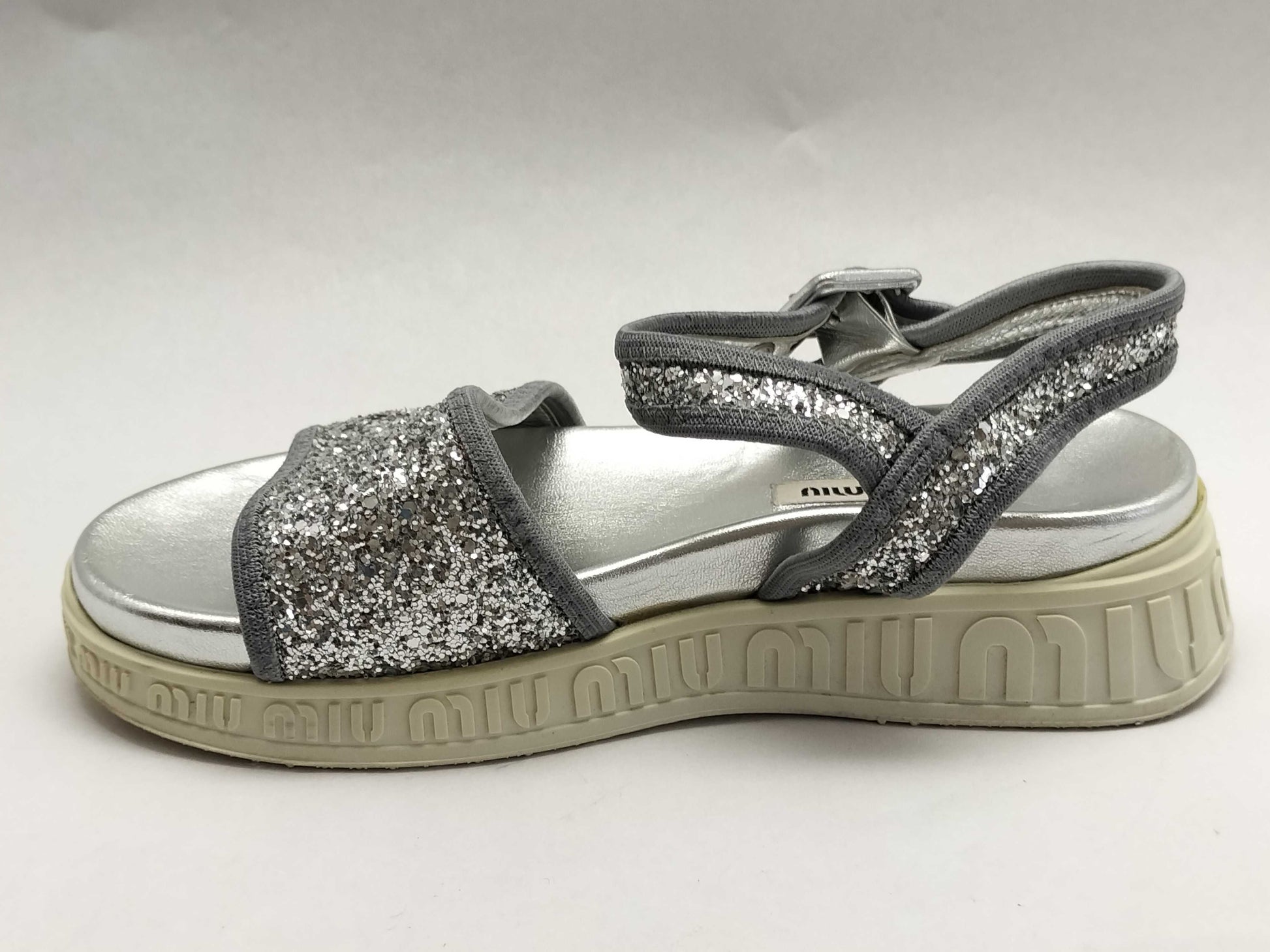 Miu Miu MIU MIU Sport Sandals Glitter Logo Sole Size 36 Platform Logo Sandals