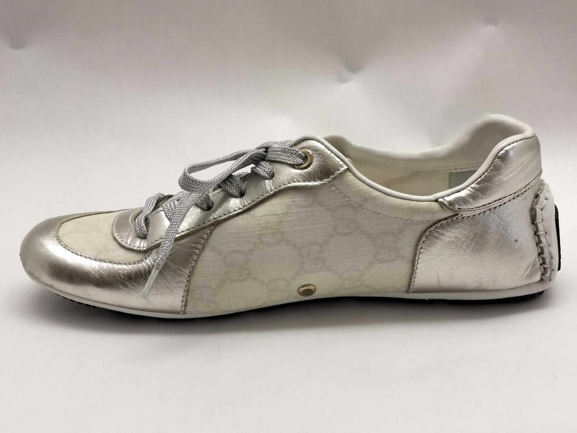 GUCCI GG GUCCI Sneakers Interlocking GG Pattern Canvas Silver Size 36 Sneakers