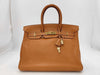 HERMES Birkin 35 Ardennes Gold Handbag with Gold Hardware
