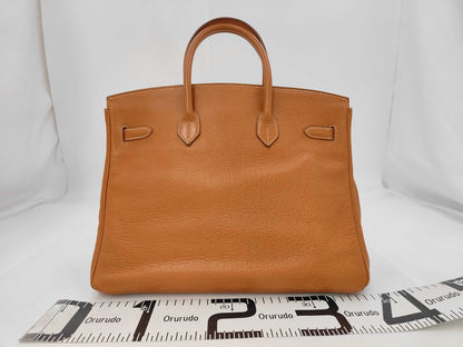 HERMES Birkin 35 Ardennes Gold Handbag with Gold Hardware