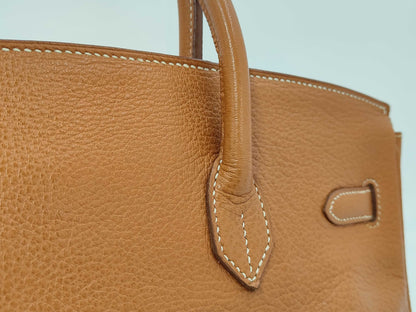 HERMES Birkin 35 Ardennes Gold Handbag with Gold Hardware