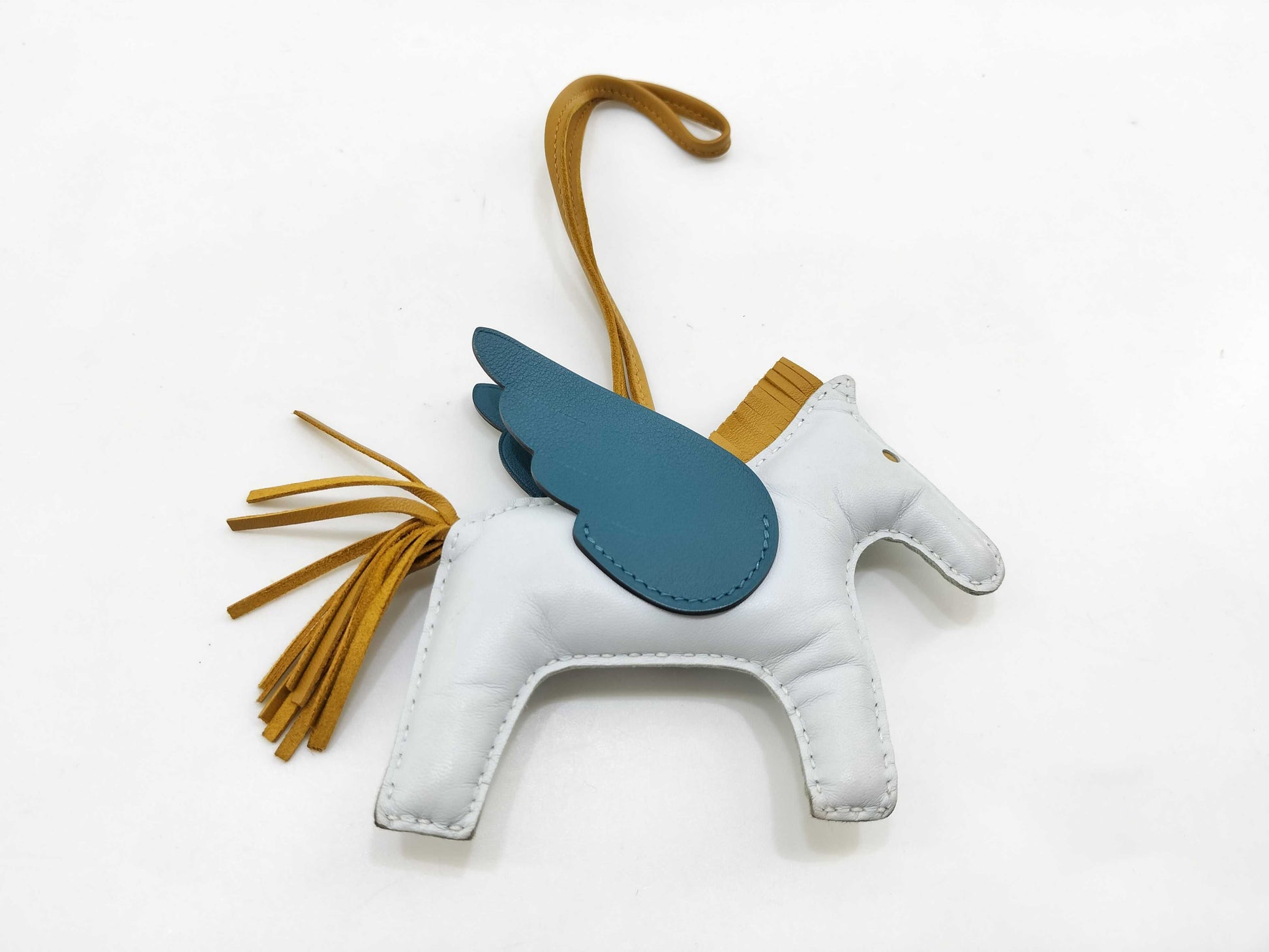 HERMES Rodeo Pegasus MM Blue Brume x Sesame x Vert Bosphore Z Stamp Charm