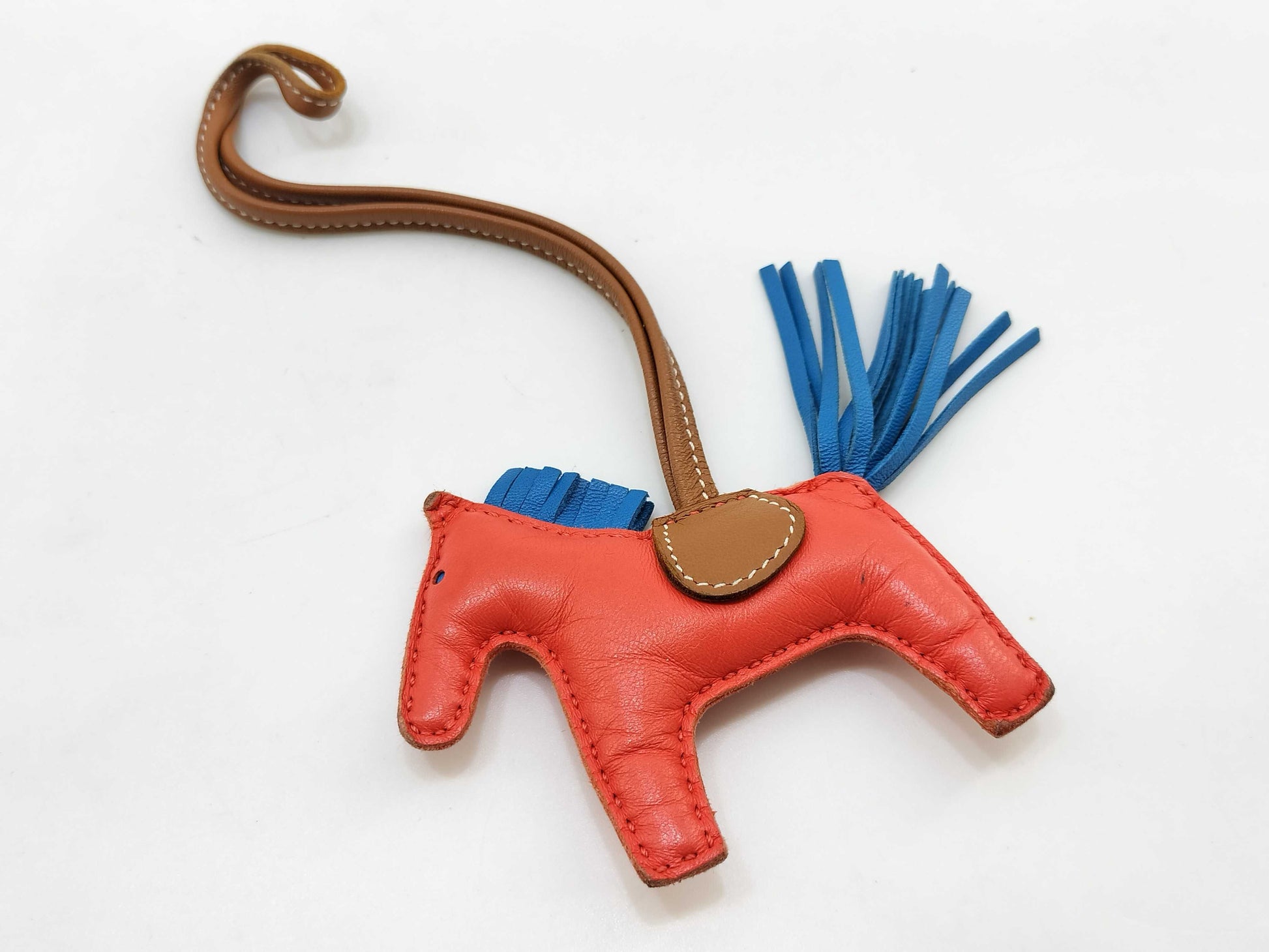 HERMES Rodeo PM Rose Texas x Blue Zanzibar x Gold Y Stamp Charm