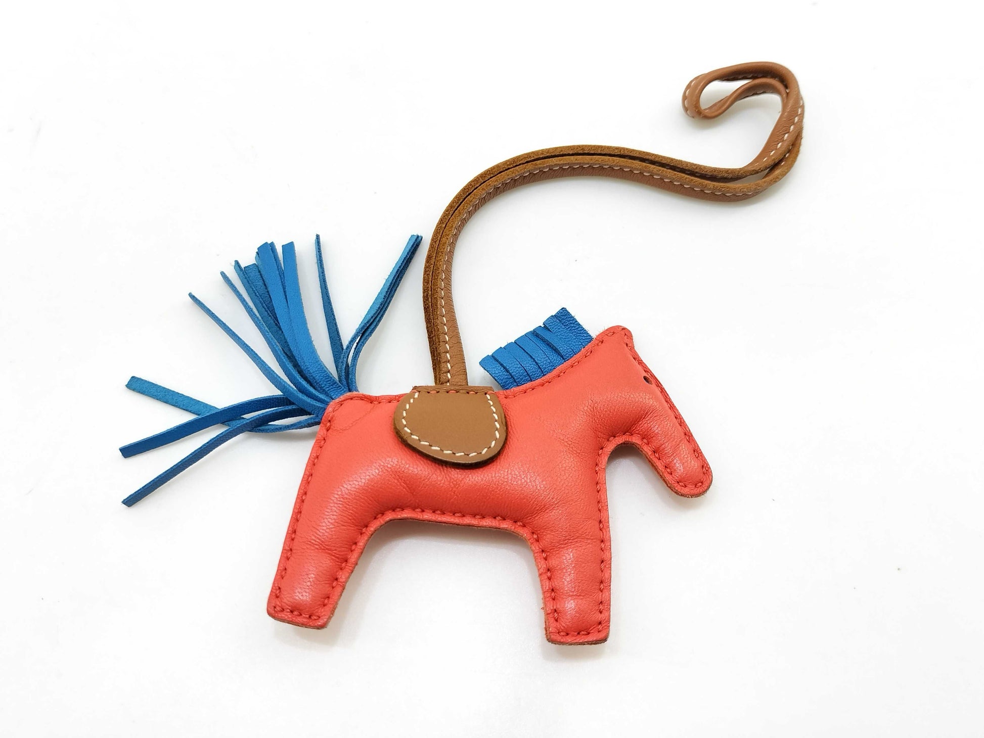 HERMES Rodeo PM Rose Texas x Blue Zanzibar x Gold Y Stamp Charm