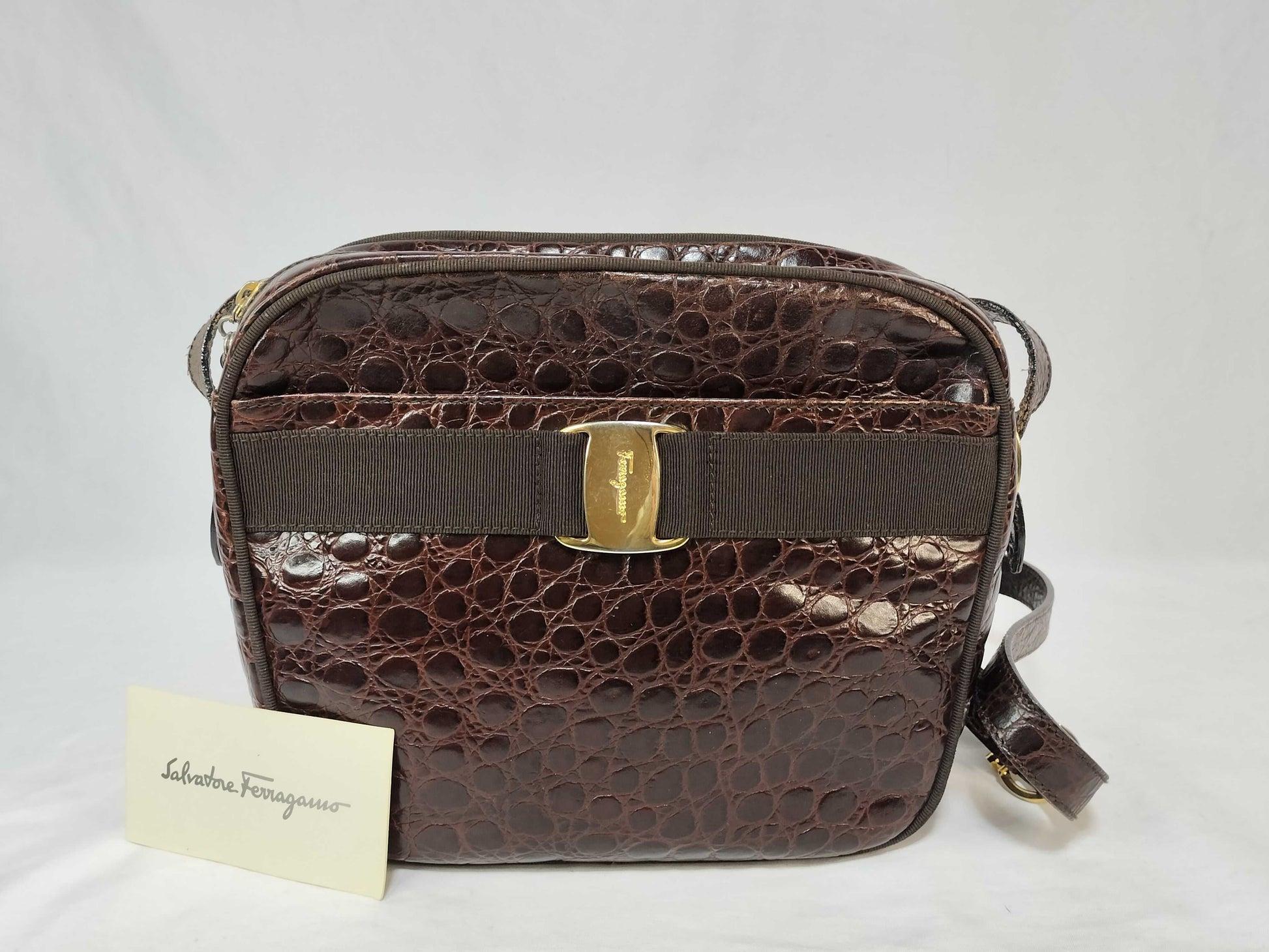 Salvatore Ferragamo Vara Embossed Shoulder Bag