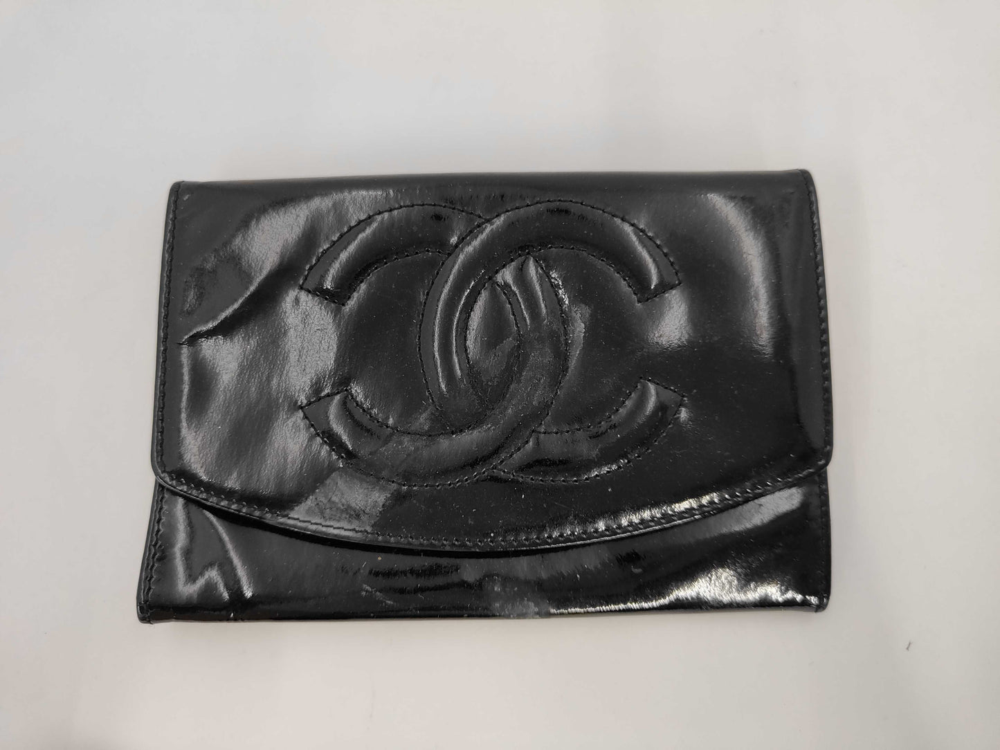 CHANEL Patent Enamel Coco Mark Long Wallet