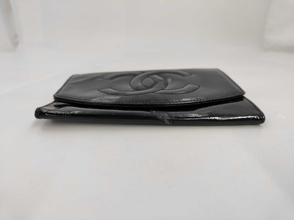 CHANEL Patent Enamel Coco Mark Long Wallet