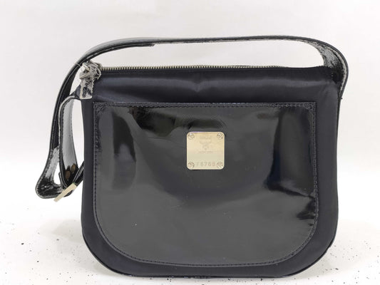MCM MCM Handbag Enamel Black Shoulder Bag