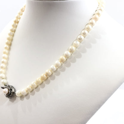 Pearl Necklace, Diameter: Approx. 6.4-6.9mm, Sterling Silver, 28.5g 