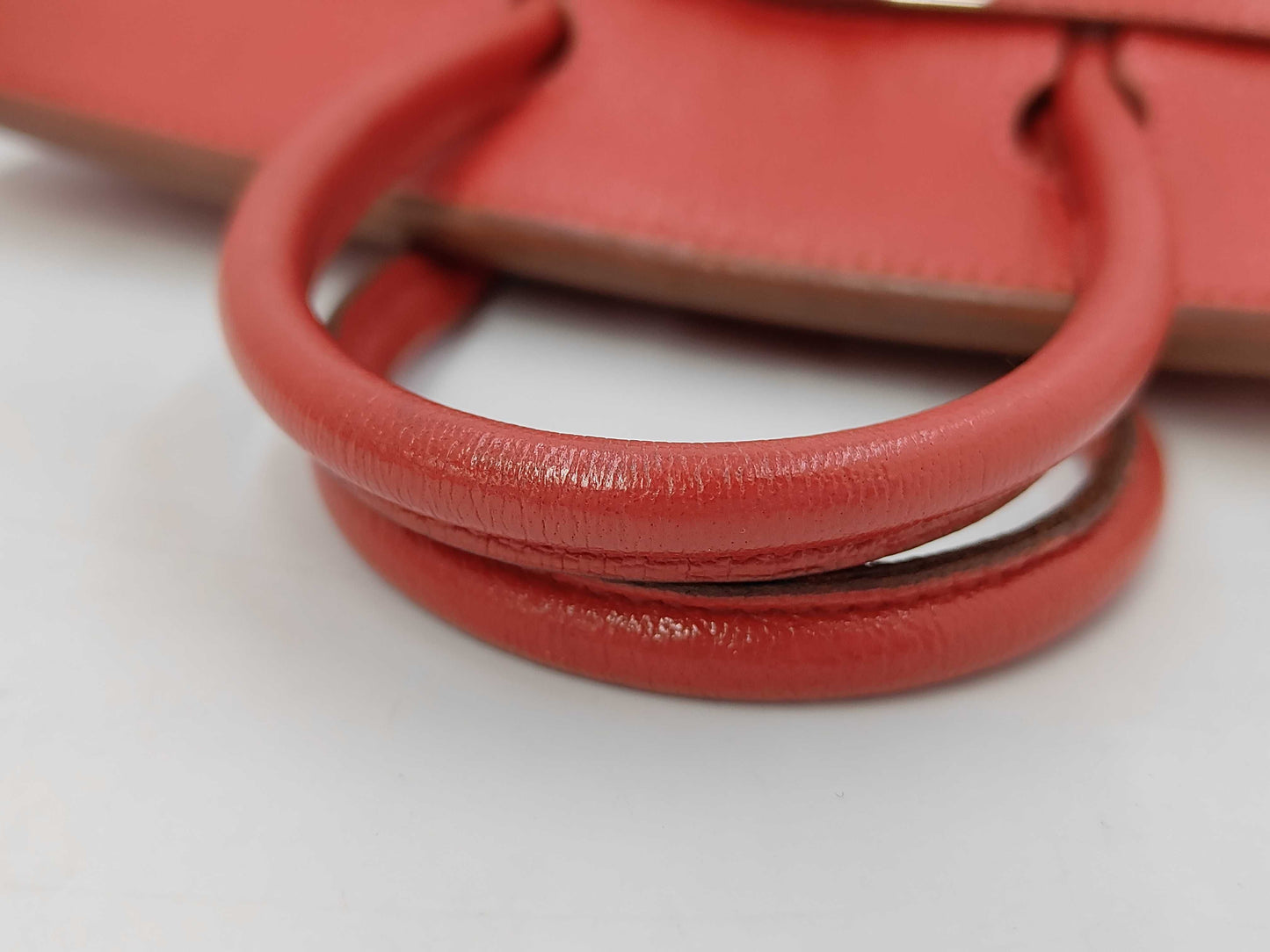 HERMES Birkin 25 Togo Red Handbag with Silver Hardware and J Stamp