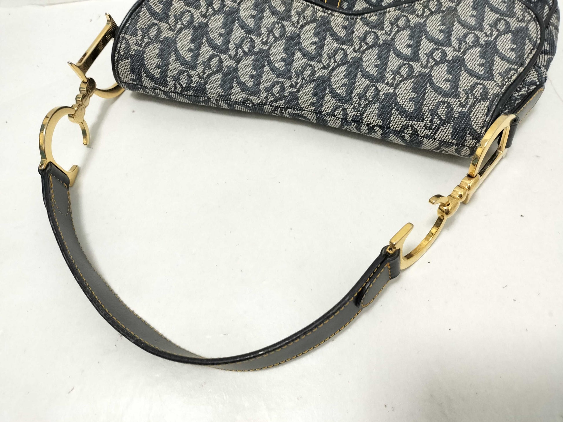 Dior Trotter Saddle Bag, One-Shoulder Bag, Trotter Canvas, Navy Blue