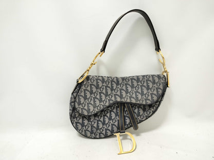 Dior Trotter Saddle Bag, One-Shoulder Bag, Trotter Canvas, Navy Blue