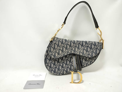 Dior Trotter Saddle Bag, One-Shoulder Bag, Trotter Canvas, Navy Blue