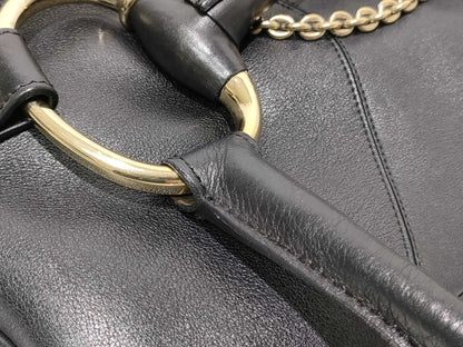 GUCCI Horsebit Handbag in Black Calfskin Boston Bag