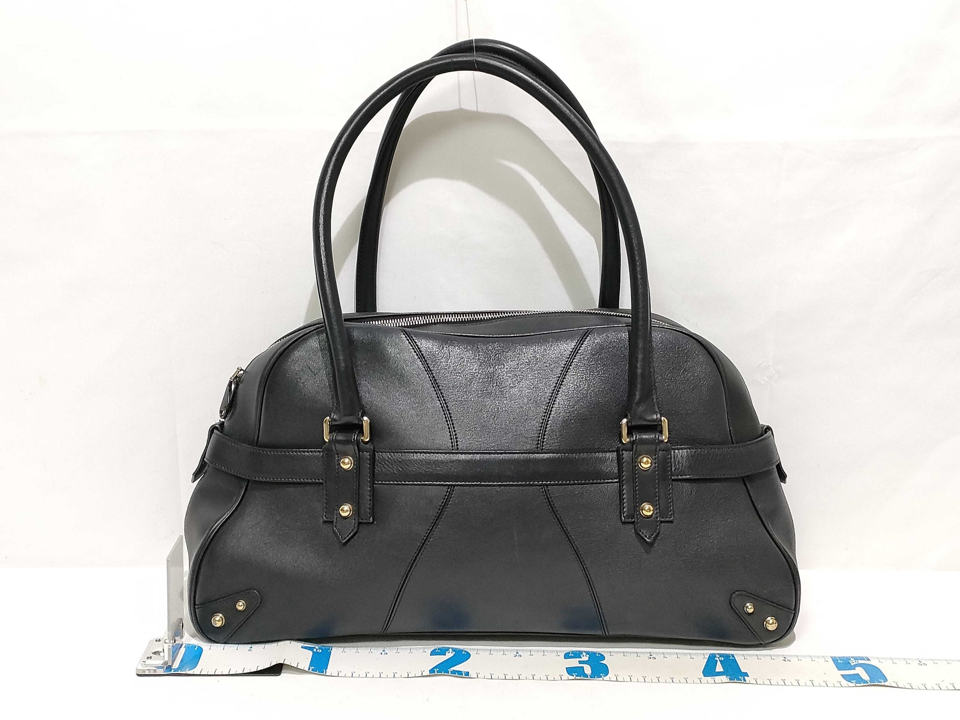 GUCCI Horsebit Handbag in Black Calfskin Boston Bag