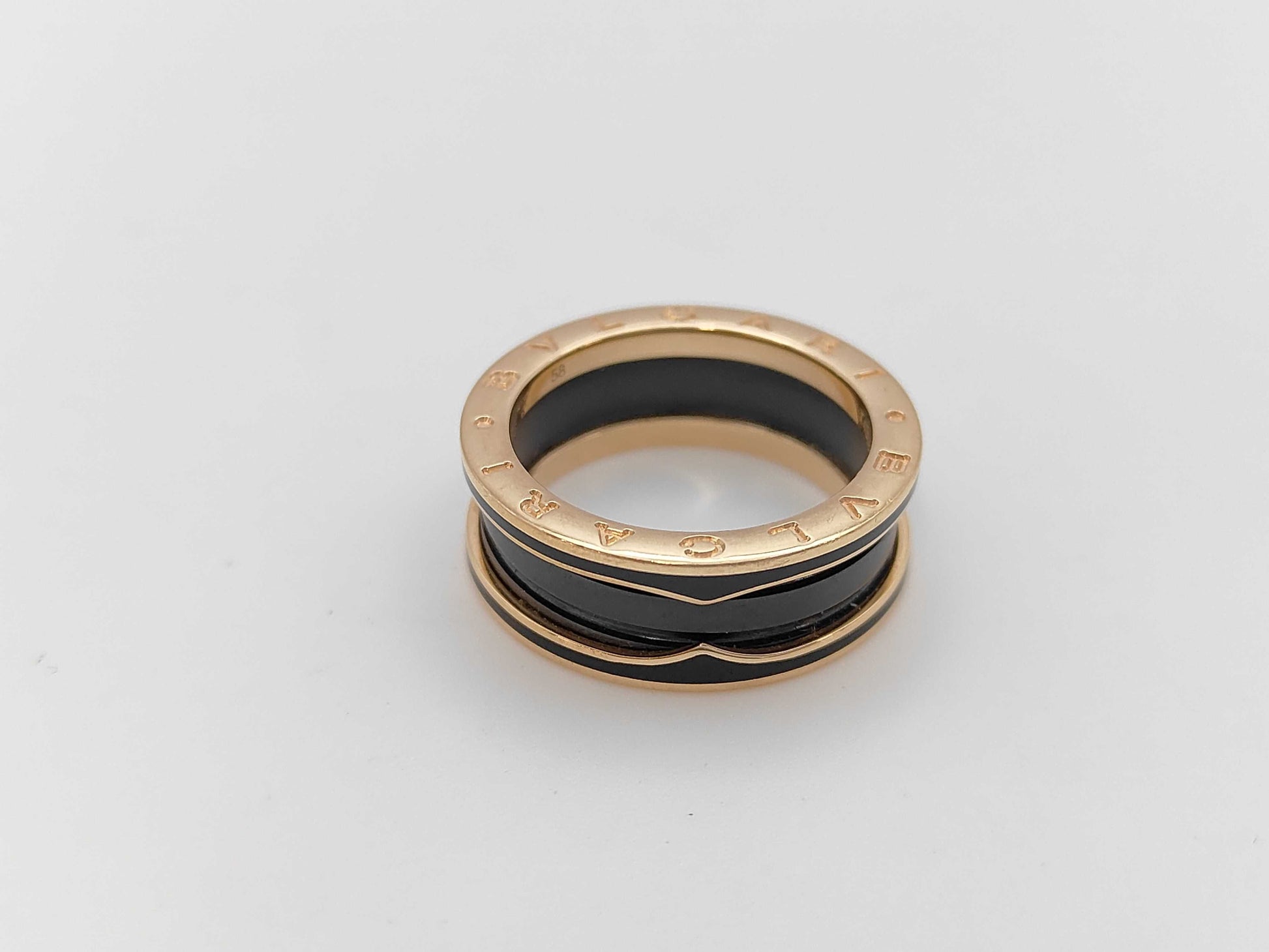 BVLGARI B.zero1 #58 Black Ceramic PG Au750 8.3g Ring 