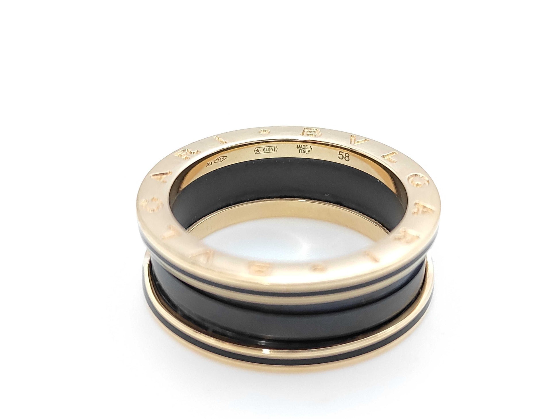 BVLGARI B.zero1 #58 Black Ceramic PG Au750 8.3g Ring 