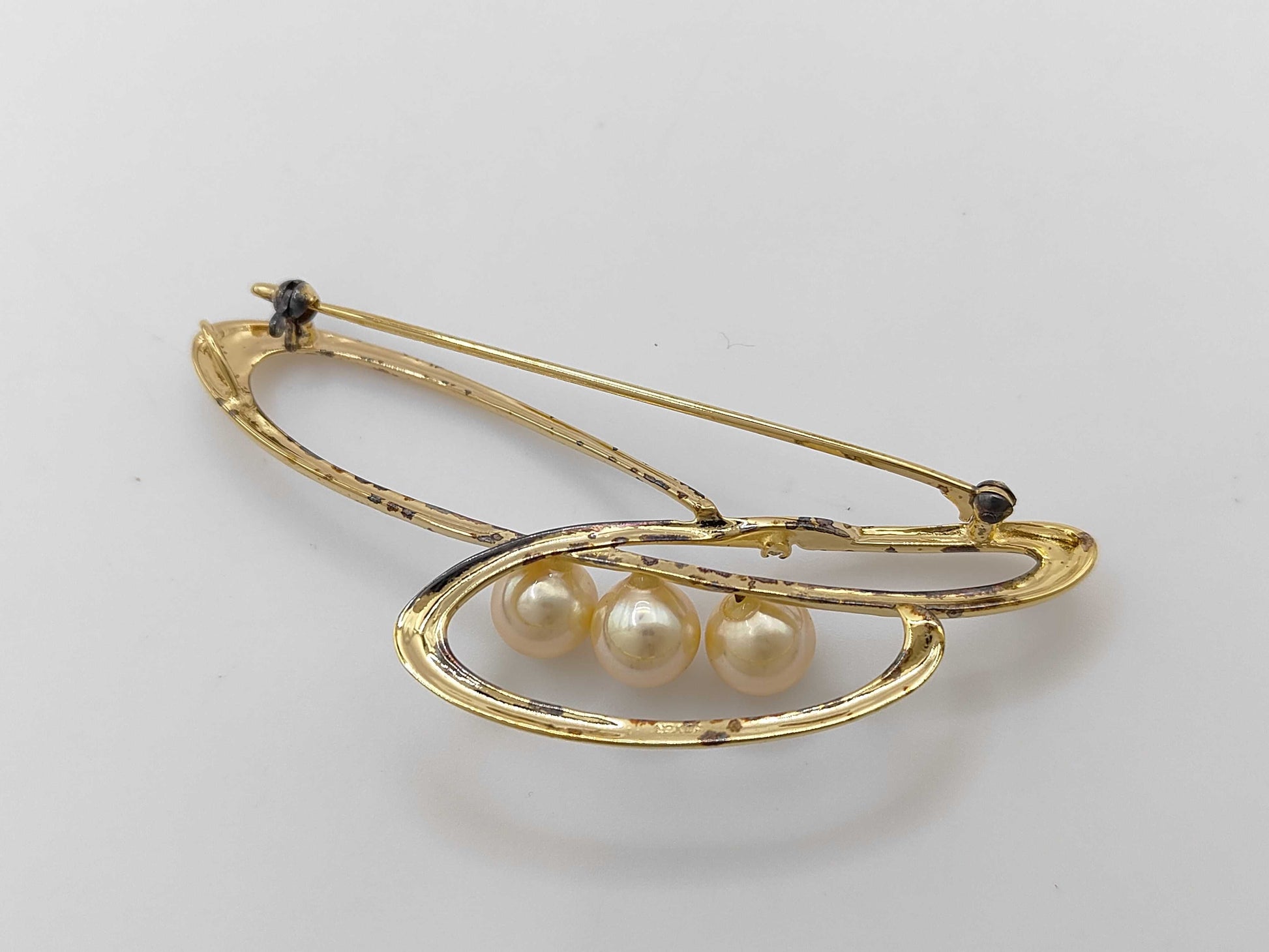 Accessory wink pearl silver engraved brooch Akoya pearl brooch
