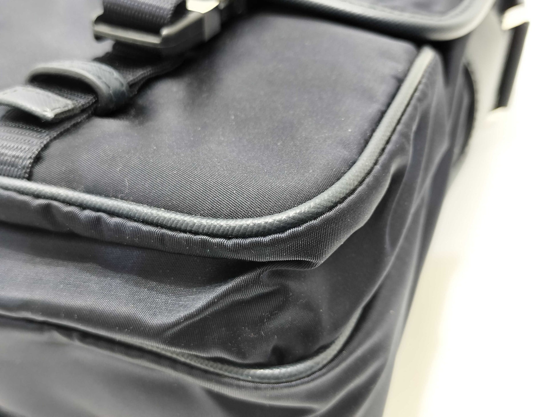 PRADA Nylon Messenger Bag, Tessuto, Double Pocket, Nylon, Black, Shoulder Bag