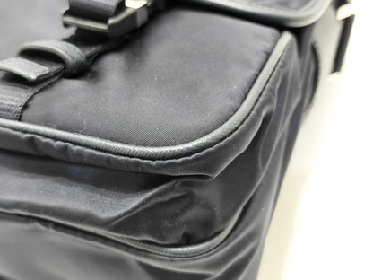 PRADA Nylon Messenger Bag, Tessuto, Double Pocket, Nylon, Black, Shoulder Bag
