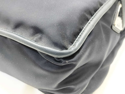 PRADA Nylon Messenger Bag, Tessuto, Double Pocket, Nylon, Black, Shoulder Bag