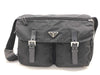 PRADA Nylon Messenger Bag with Double Pockets, Tessuto, Black Nylon Shoulder Bag