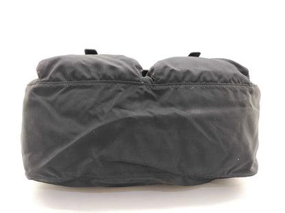PRADA Nylon Messenger Bag with Double Pockets, Tessuto, Black Nylon Shoulder Bag