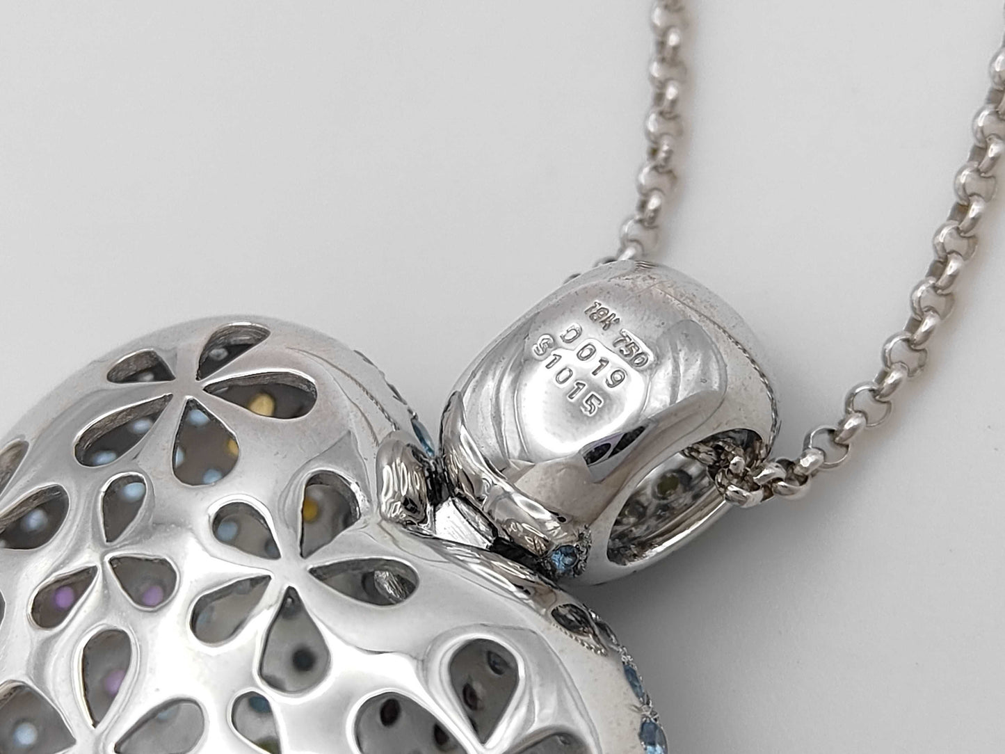 Colored Stone D0.19ct K18 25.4g Necklace 