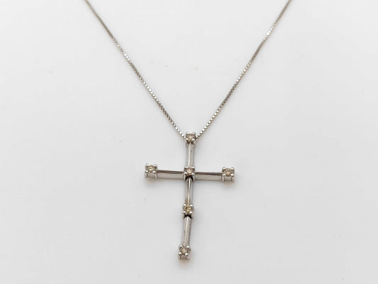 Damiani Cross Diamond Necklace in WG 750, 6.7g 