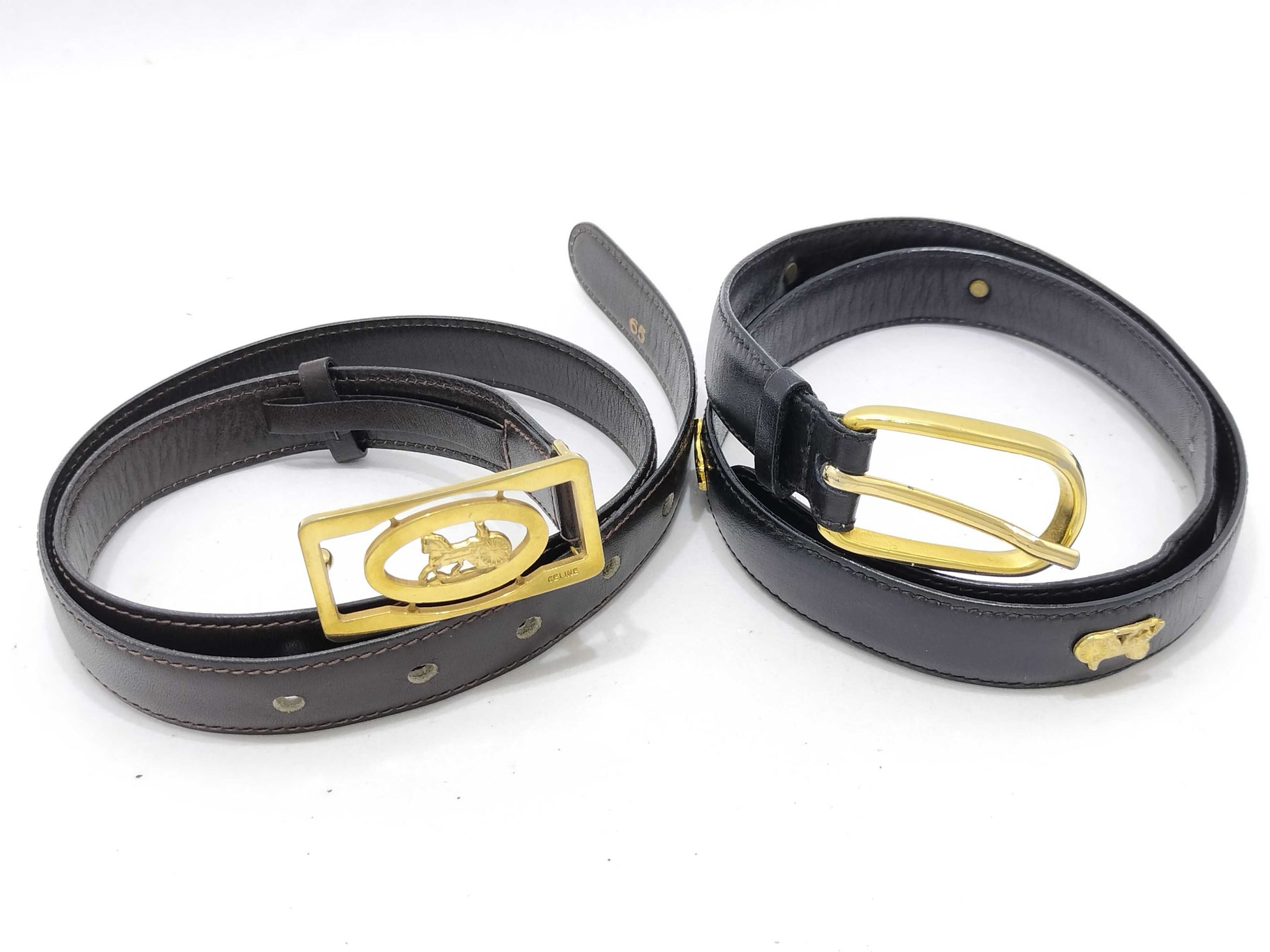 CELINE CELINE Belt with Carriage Clasp, Set of 2 Belts