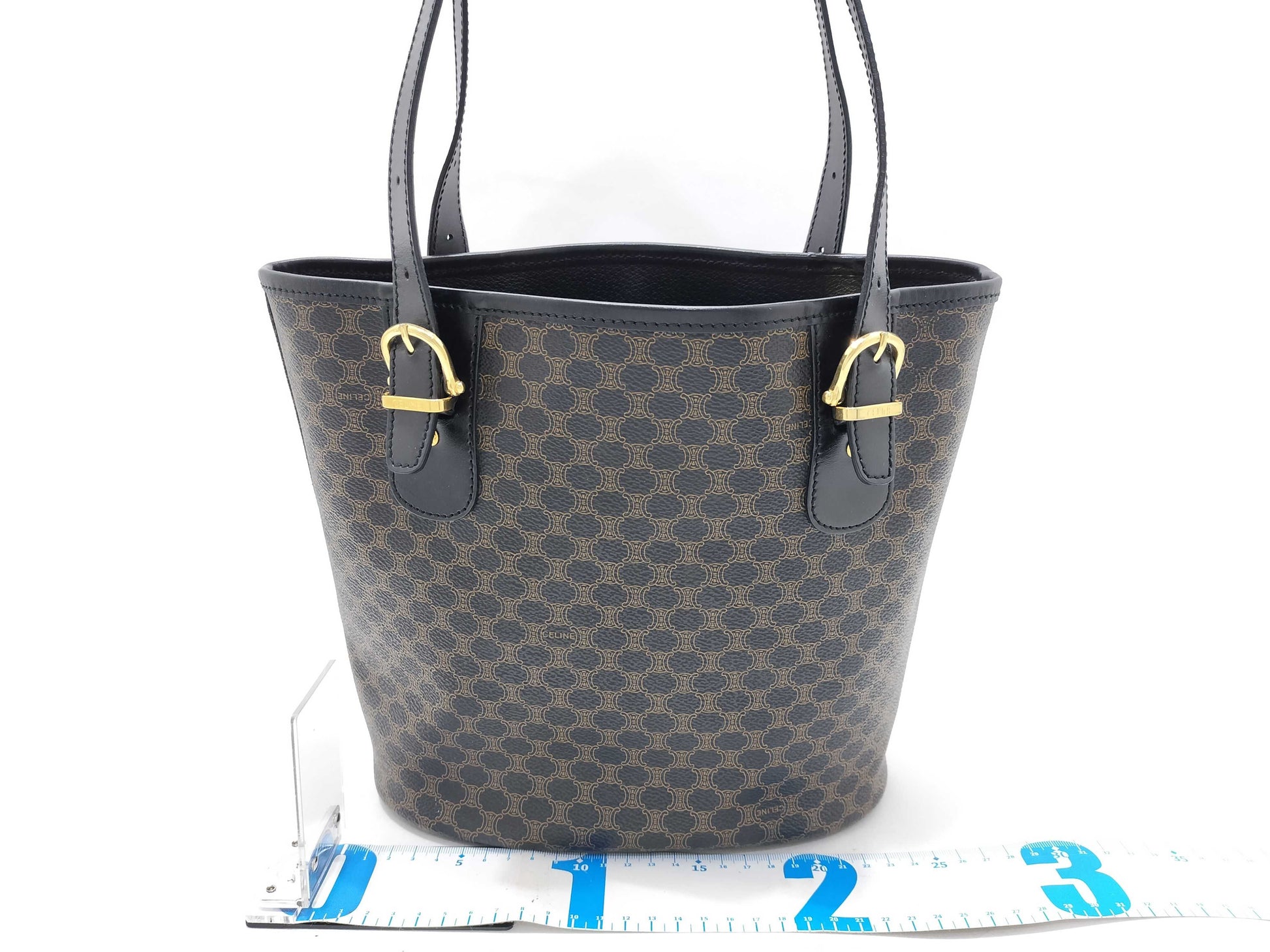 CELINE Triomphe Black Macadam Tote Bag