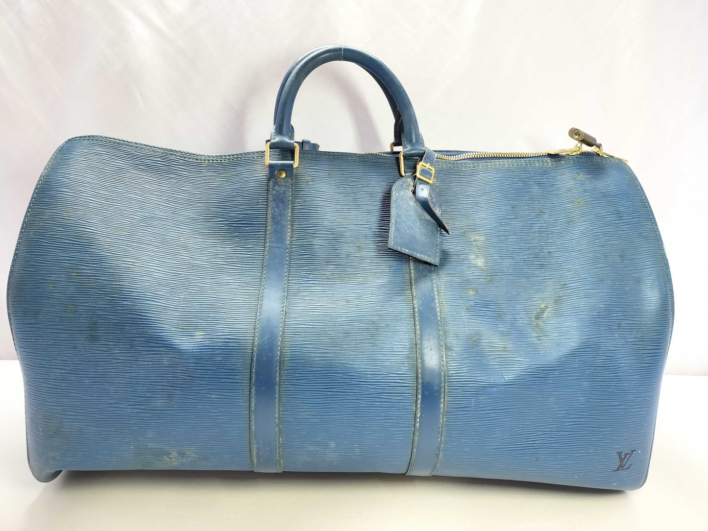 LOUIS VUITTON Epi Keepall 55 Toledo Blue Boston Bag
