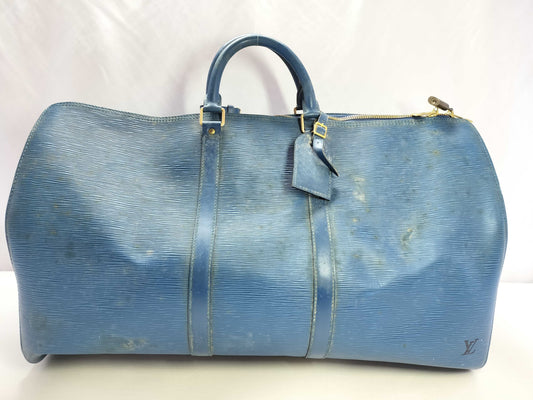 LOUIS VUITTON Epi Keepall 55 Toledo Blue Boston Bag