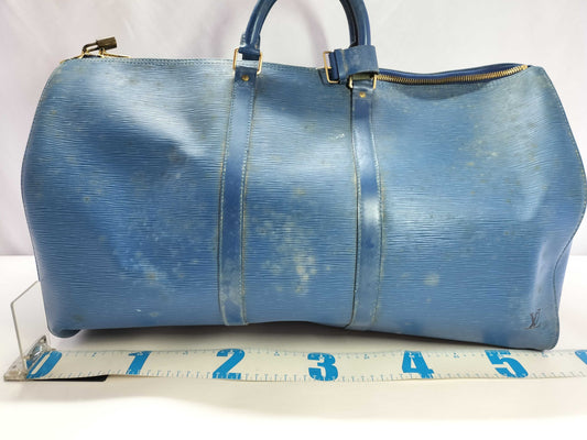 LOUIS VUITTON Epi Keepall 55 Toledo Blue Boston Bag