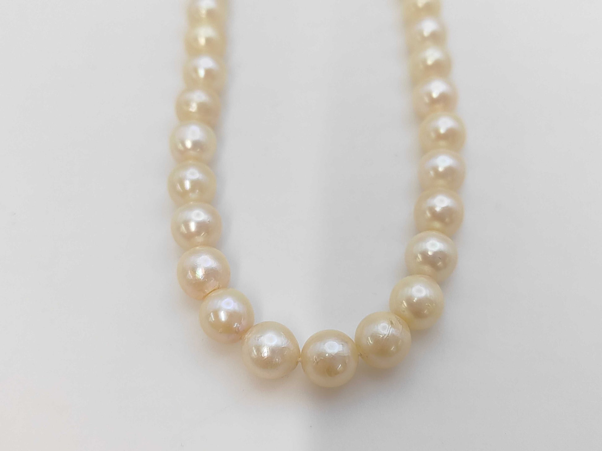 Semi-Round Pearl Necklace, Diameter: Approx. 6.4-6.9mm, 18K Gold, 25.6g 