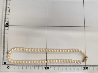Semi-Round Pearl Necklace, Diameter: Approx. 6.4-6.9mm, 18K Gold, 25.6g 